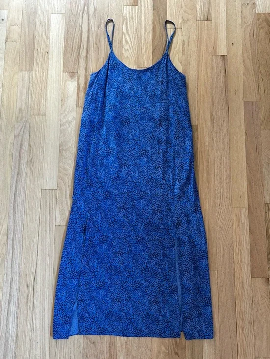 & OTHER STORIES spotted animal leopard print midi slip dress blue size 2 - Picture 3 of 13